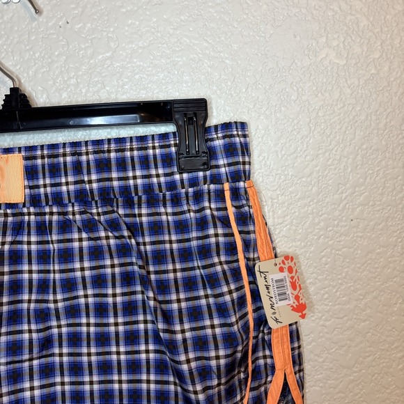 NWT Free People Varsity Blues Short Print Plaid Neon Clementine size M - Picture 6 of 11
